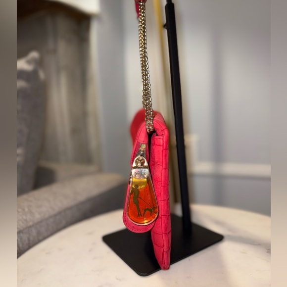 Henri Bendel RARE Debutante Foldover Croc Embossed Suede Leather Clutch (EUC) - Picture 9 of 13